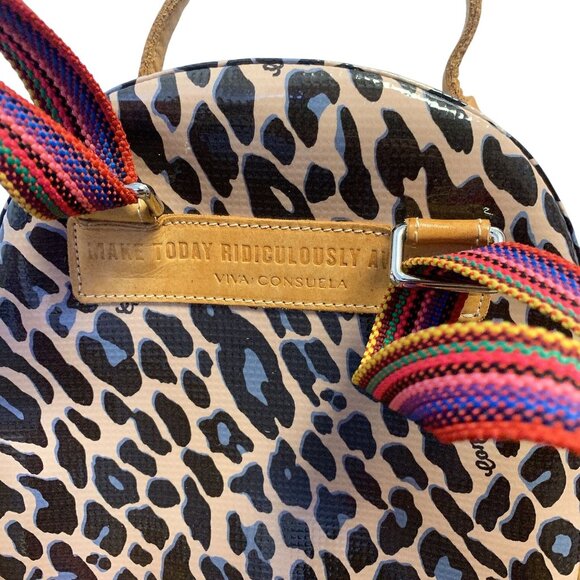 Consuela Leopard Print Mini Backpack With Multicolor Striped Straps - Picture 8 of 8